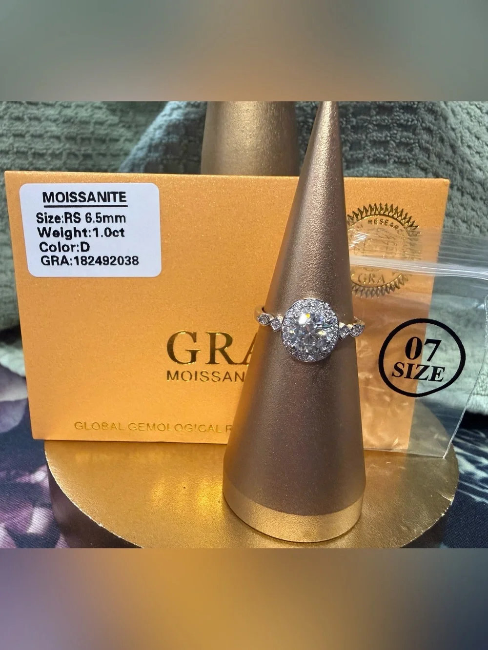 Moissanite White Halo Engagement Ring
